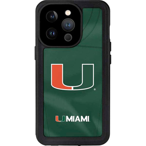 University of Miami Green Jersey iPhone 15 Pro Waterproof Case